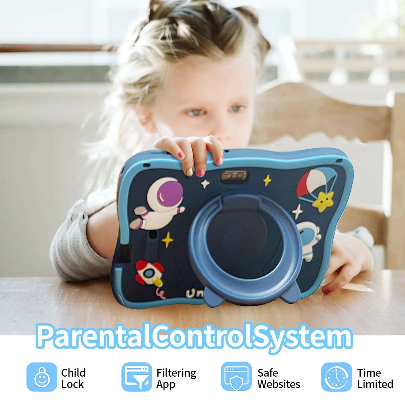 Enlighten Learning Q8 Kids Tablet PC 7 Inch HD Screen Android 14 2GB+32GB Quad Core Parental Control Preloaded Educational Apps Shockproof Children Tablet