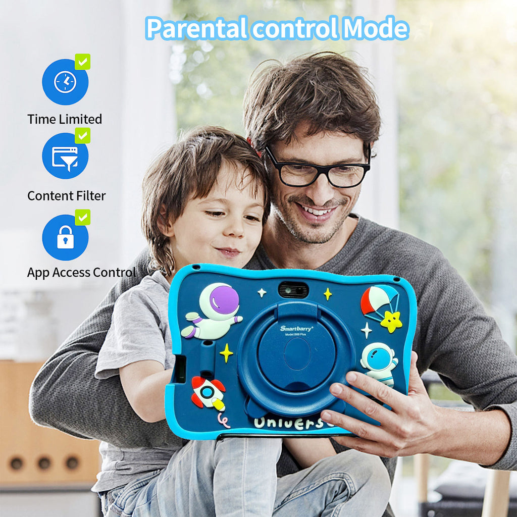 Enlighten Learning Q8 Kids Tablet PC 7 Inch HD Screen Android 14 2GB+32GB Quad Core Parental Control Preloaded Educational Apps Shockproof Children Tablet