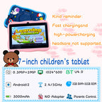 Enlighten Learning Q8 Kids Tablet PC 7 Inch HD Screen Android 14 2GB+32GB Quad Core Parental Control Preloaded Educational Apps Shockproof Children Tablet