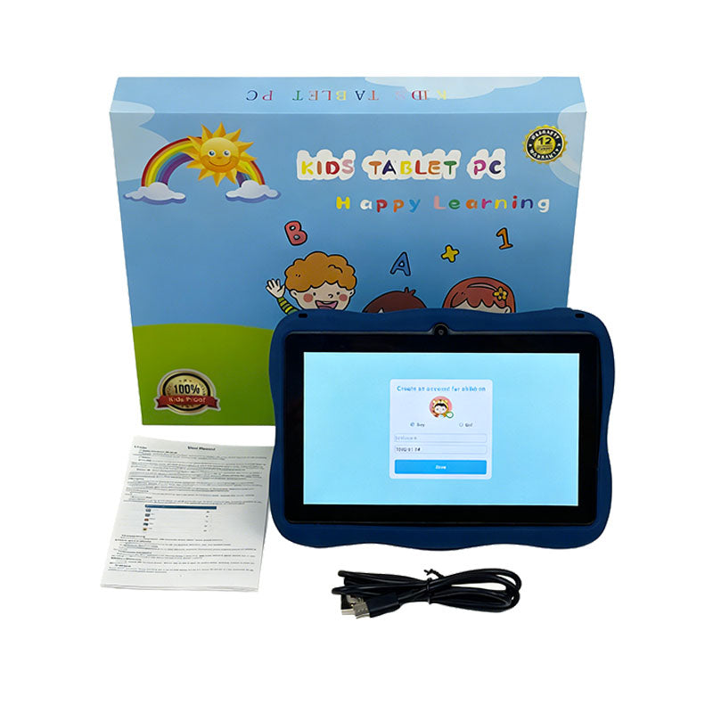 Enlighten Learning Q8 Kids Tablet PC 7 Inch HD Screen Android 14 2GB+32GB Quad Core Parental Control Preloaded Educational Apps Shockproof Children Tablet