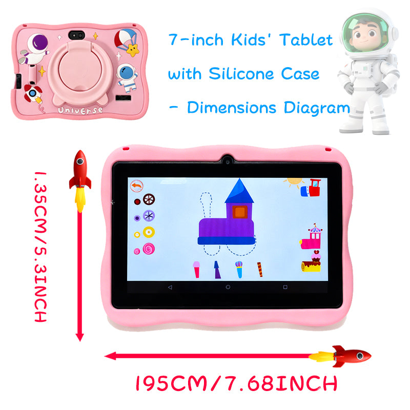 Enlighten Learning Q8 Kids Tablet PC 7 Inch HD Screen Android 14 2GB+32GB Quad Core Parental Control Preloaded Educational Apps Shockproof Children Tablet