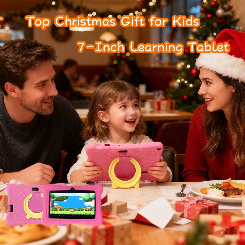 Enlighten Learning Q8 Kids Tablet PC 7 Inch HD Screen Android 14 2GB+32GB Quad Core Parental Control Preloaded Educational Apps Shockproof Children Tablet