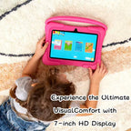 Enlighten Learning Q8 Kids Tablet PC 7 Inch HD Screen Android 14 2GB+32GB Quad Core Parental Control Preloaded Educational Apps Shockproof Children Tablet